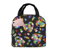 POCUK Borsa per il pranzo a forma di cuore per la consapevolezza dell'autismo, portatile, isolata, per conservare la freschezza, riutilizzabile, da picnic, borsa da lavoro