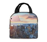 POCUK Borsa per il pranzo con skyline di New York City, portatile, isolata, borsa da picnic riutilizzabile, borsa da lavoro