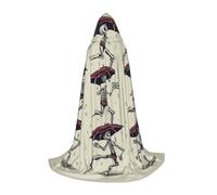 POCUK Costume da scheletro che danza con ombrello, mantello con cappuccio, per adolescenti, Halloween, cosplay, Natale