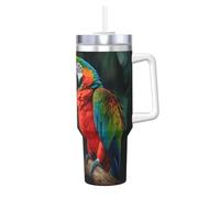 POCUK Due pappagalli colorati 1,18 once Ice Bully con manico riutilizzabile tazza isolata per bevande fredde e calde