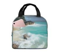 POCUK Serene Coastal Lunch Bag Portatile Palmare Isolato Fresco Borsa Riutilizzabile Picnic Bag Work Bag