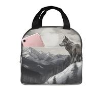 POCUK Snow Mountain Lone Wolf Borsa per il pranzo portatile isolata per conservare la freschezza borsa riutilizzabile picnic borsa da lavoro