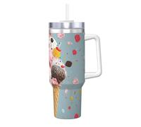 POCUK Sweet Ice Cream - Tazza termica riutilizzabile con manico, per bevande fredde e calde, 1,18 l