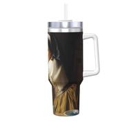POCUK The Painting Controversy - Tazza termica riutilizzabile con manico, per bevande fredde e calde, 1,1 l
