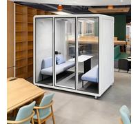 Pod da ufficio insonorizzato con porta in vetro e luci a LED, include tavolo per mobili per riunioni private, telefonate, studio e altro ancora