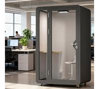 Pod portatile insonorizzato con scrivania, pannelli acustici, cabina mobile per ufficio per chiamate private e studio, 200 cm