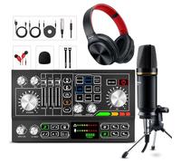 Podcast Equipment Bundle Pannello in lega di alluminio con microfono a condensatore da studio audio mixer DJ Broadcast interfaccia audio effetto sonoro fai da te per PC portatile telefono,