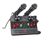 Podcast Equipment Bundle per 2 Mic Tiktok Video Content Creator Kit, Interfaccia audio w DJ Mixer Scheda audio/scheda microfono a condensatore per studio smartphone/PC/Laptop Broadcast Recording/Live