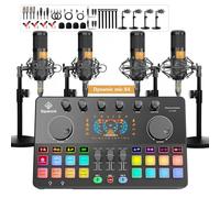 Podcast Equipment Bundle per 4, mixer audio all-in-one con riduzione del rumore dinamica per streaming live/registrazione/canto, PC, smartphone, TikTok M100 3 °