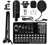 Podcast Equipment Bundle Scheda audio in diretta V10 Set di schede audio Set microfono cellulare scheda audio set completo di attrezzature for schede audio Per lo studio di registrazione DJ(Color:6)