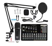 Podcast Equipment Bundle Scheda audio in diretta V10 Set di schede audio Set microfono cellulare scheda audio set completo di attrezzature for schede audio Per lo studio di registrazione DJ(Color:10)