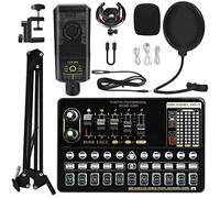 Podcast Equipment Bundle Scheda audio in diretta V10 Set di schede audio Set microfono cellulare scheda audio set completo di attrezzature for schede audio Per lo studio di registrazione DJ(Color:9)