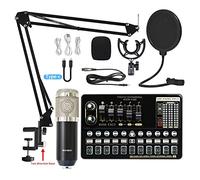 Podcast Equipment Bundle Scheda audio in diretta V10 Set di schede audio Set microfono cellulare scheda audio set completo di attrezzature for schede audio Per lo studio di registrazione DJ(Color:2)
