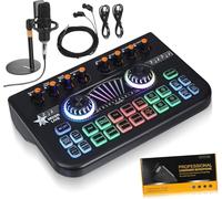 Podcast Equipment Bundle with Sound Card Mixer Audio Interface and Condenser Microphone Kit for Live Streaming, Gaming, and Music Studio Use on Pc, Laptop, and Phone Attractive design