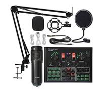 Podcast Kit, Bm 800 Microfono Scheda audio Microfono wireless a condensatore da studio professionale for giochi USB Canto Karaoke MIC for telefono PC(Black BM800 V9XPRO)