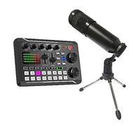 Podcast Kit, Sintonia multifunzionale Scheda audio Microfono Mixer Kit Mixer di registrazione audio Amplificatore for console di missaggio audio for telefono PC(With Microphone)