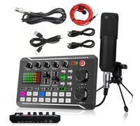 Podcast Microphone Bundle Pacchetto microfono a condensatore BM-800 con kit scheda audio live F998 di attrezzature per modificatore voce funzioni mixer e riduzione del rumore PC smartphone registrazio