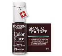 PODERM Smalto Cura per Unghie con Tea Tree - Rosso Nero | Swiss Lab - 8ML | Arricchito con Tea Tree, Silicio & Biotina | Purifica, Schiarisce & Nutre le Unghie Gialle | Creato da una Podologa