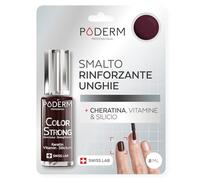 PODERM Smalto Rinforzante Unghie - Rosso Scuro | Ripara e Rinforza le Unghie Danneggiate e Indebolite da Smalti Semipermanenti | Biotina, Silicio e Cheratina | Sviluppato da un Podologo in Svizzera