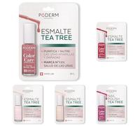 PODERM Smalto Tea Tree Colori Senza Bundle - Swiss Made | Antifungino con Olio di Tea Tree, Silicio e Biotina | Rinforza, Ripara e Nasconde le Unghie Gialle e Danneggiate | Sviluppato da un Podologo