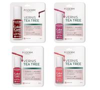 PODERM Smalto Tea Tree Colori Vitali Bundle - Swiss Made | Antifungino con Olio di Tea Tree, Silicio e Biotina | Rinforza, Ripara e Nasconde le Unghie Gialle e Danneggiate | Sviluppato da un Podologo