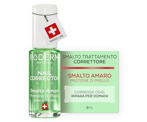 PODERM Smalto Trattamento Correttore per Unghie Rosicchiate - Amaro | Crea Barriera Protettiva e Finish Brillante - 8ml | Gusto Duraturo con Proteine di Pisello | Sviluppato da un Podologo in Svizzera