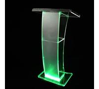 Podio da chiesa in acrilico con luce LED, portatile, trasparente, podio moderno per le scuole, ampia superficie di lettura, design semplice per eventi e culto