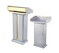 Podio In Acciaio Inossidabile Bianco E Nero,Supporto For Podio Con Piano Portaoggetti,Piccolo Banco Reception,Adatto For Pulpito Di Chiesa,Conferenza,Aula,Matrimonio(Silver,B)