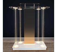 Podio in Acrilico Personalizzato da 122 Cm per Chiese con Luci LED RGB, Pulpito Trasparente per Chiesa con Ruote, Leggio in Acrilico Personalizzato con Piattaforma di Lettura Iclie PE, Large-b
