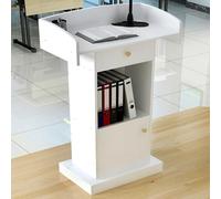 GODARM Podio in Legno Leggio con Cassetto,pulpito per Conferenze Robusto E Durevole, Pulpiti da Chiesa Portatili Podio per Chiese, Aule, Seminari, caffè, Matrimoni (Color : White)