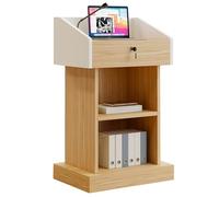 Podio in legno per conferenze leggio a 2 livelli con Der Multilivello Presentat Stand in colore rovere perfetto per discorsi in pubblico ed eventi