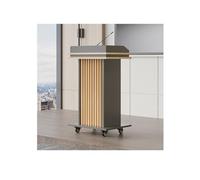 Podio in legno per conferenze, presentazioni e scuole, grigio con ruote, ideale per discorsi in pubblico ed eventi, design robusto per una maggiore stabilità
