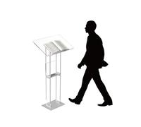 Podio mobile su ruote, in acrilico, con ruote bloccabili per una maggiore stabilità, perfetto per conferenze, scuole, hotel, discorsi pubblici e presentazioni, design portatile ed elegante