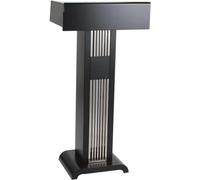 Podio per presentazioni in legno resistente con supporto in acciaio inox, ideale per conferenze, uso in auditorium, elezioni politiche ed eventi in pubblico