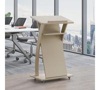 Podio portatile in legno con ruote per chiesa e conferenze, leggio mobile per discorsi, presentazioni ed eventi, polipito versatile per un facile trasporto (C)