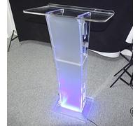 Podio professionale in acrilico con luce LED integrata, portatile, stabile, per presentazioni, pulpito trasparente per eventi, ideale per conferenze e discorsi