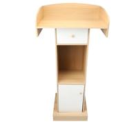 Podio, pulpito, leggio, moderno, scrivania da ricevimento con ripiano portaoggetti per ufficio, discorsi di nozze, lezioni in aula, materiale MDF, 60x42x124 cm.