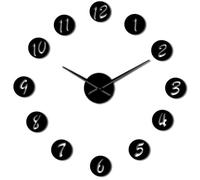 PODODO Set di orologi da parete con numeri arabi classici in acrilico, 3D, per fai da te, con numeri arabi, adesivi da parete per soggiorno (nero, 68,6 cm)
