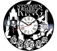 PODODO Stephen King Torre Scuro Vinile Record Orologio da parete Stile retrò Orologio da parete Silenzioso Home Decor Arte Unica Accessori per la casa Regalo di personalità creativa
