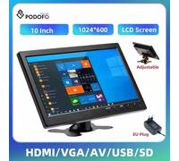 Podofo 10.1 Monitor LCD HD Mini TV e altoparlante per Computer Display HDMI VGA schermo a colori telecamera di Backup per auto e sistema di sicurezza domestica EU Plug