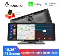 Podofo 10.26 ''Monitor specchio per Auto lettore Video HD Carplay Android Auto DVR cruscotto navigazione GPS telecamera per la retromarcia AI Voice