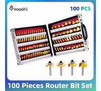 Podofo 100PCs Set di punte per Router punte per Router con gambo da 1/4 di pollice Kit di punte per Router in carburo di tungsteno per fresa frontale con punta in legno