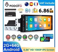 Podofo 1din 6.86 ''Android Car Stereo Radio 2 + 64G Wireless Carplay auto Bluetooth WIFI GPS ricevitore Radio FM RDS per universale 2G 64 Radio