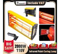 Podofo 2000W Lampada polimerizzante per cottura a vernice a infrarossi portatile Lampada riscaldante a infrarossi a onde corte standard Europa 110V per la riparazione della carrozzeria dell'auto