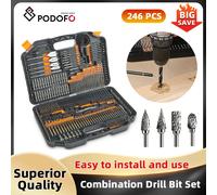 Podofo 246PCs Set di punte da trapano combinate punta da trapano per legno s punta per cacciavite esagonale per legno taglierina per fori in metallo Set di strumenti per carotaggio 246PCs