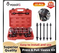 Podofo 27 pezzi Kit manicotto pressa e trazione Strumento di rimozione automatica Kit di attrezzi manicotto pressa e trazione Set di rimozione boccole e cuscinetti M10-M18