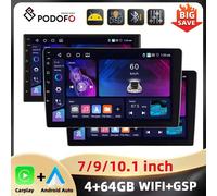 Podofo 4 + 64G 7 ''/9''/10.1 ''autoradio lettore multimediale Android universale WIFI navigazione GPS Carplay Android Auto DSP Car Audio