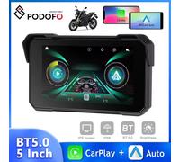 Podofo 5 '' Schermo IPS Moto Carplay Android Auto Lettore Intelligente Portatile IP68 Impermeabile Bluetooth Rilevamento della Pressione dei Pneumatici