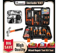 Podofo 59 pezzi Set di attrezzi professionali Set completo di hardware Cassetta degli attrezzi per uso domestico, riparazione auto, cassetta degli attrezzi per trapano combinato per garage