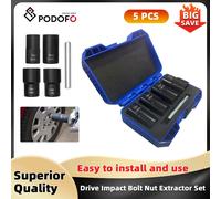 Podofo 5PCs Kit di rimozione del dado dell'aletta della ruota di bloccaggio 1/2 ''Set di estrattori per dadi con bullone a percussione di azionamento Set di attrezzi per presa di torsione 17mm 19mm